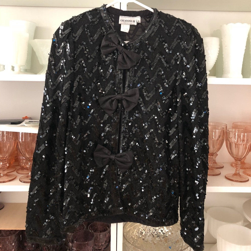 Vintage Sequin Jacket With Bows
